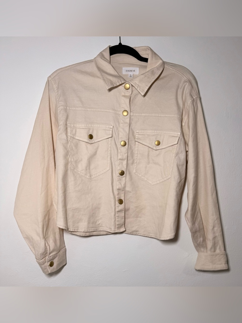 Evereve Classic Button Down Shirt Blouse Size Small S beige